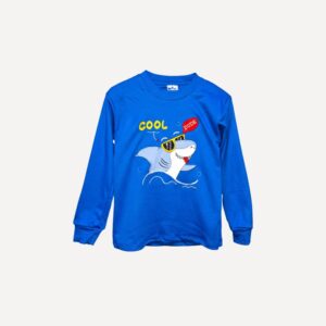 Manga larga Cool Dude color azul para niño en algodón pima reactivo