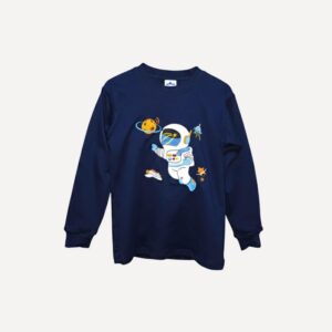 Manga larga Spaceman para niño color acero en algodón pima peruano.